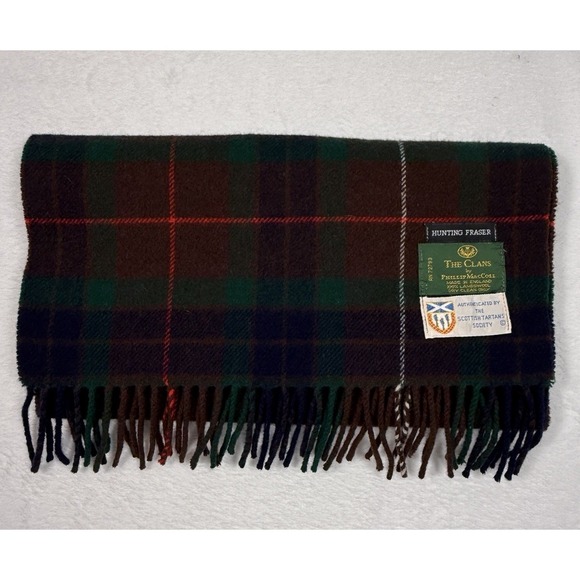 Handmade Other - Clan Fraser Hunting Tartan Scarf 100% Lambswool Scotland Highlands Lux 12x58"